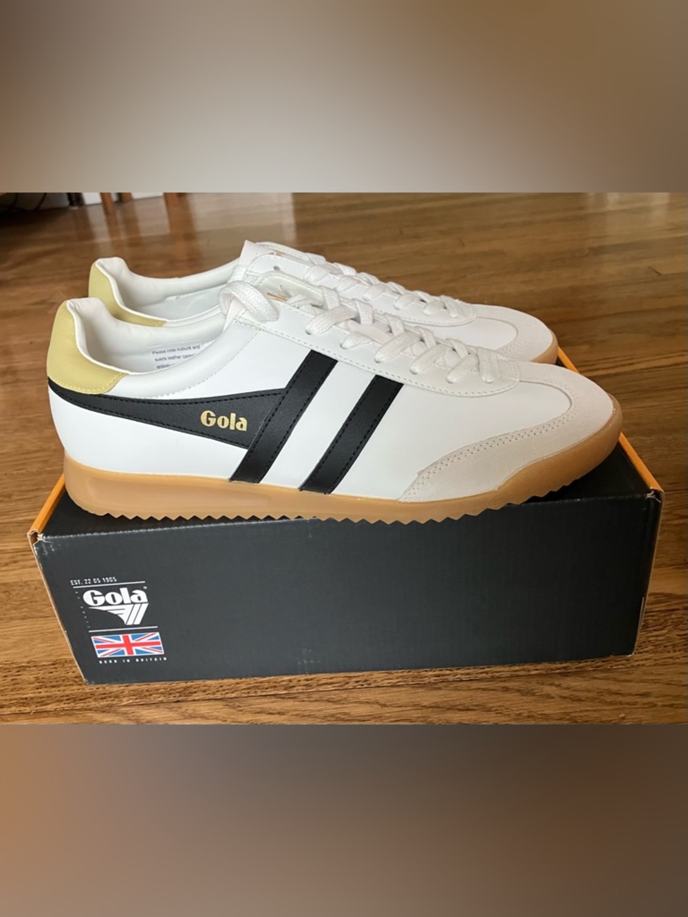 Gola Torpedo White Black Lemon Sneakers Leather 10